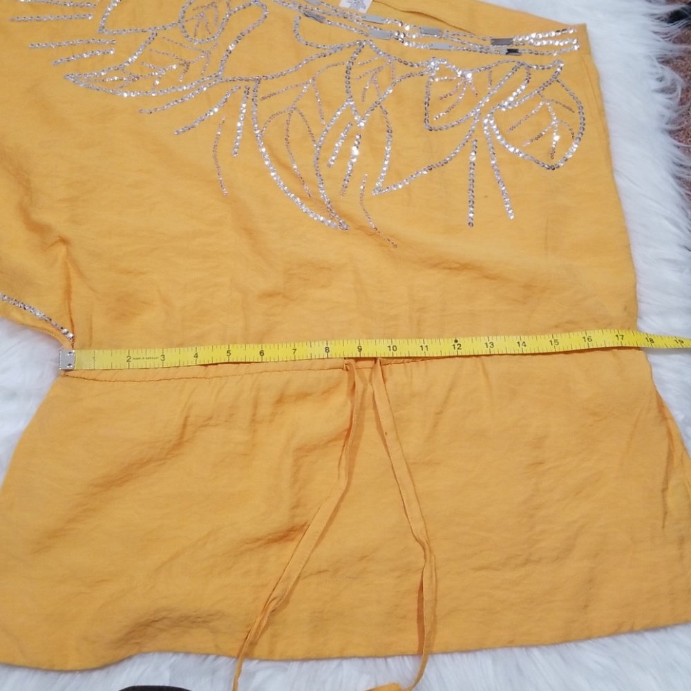 Marineblu one shoulder sequined yellow top. Size M - Picture 8 of 8